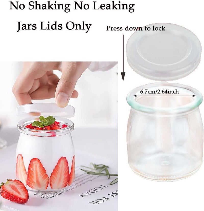 Boxweer 15PCS Yogurt Jar Lids - Clear Plastic, Reusable, BPA-Free Polypropylene, Screw Top, Transparent, Round, Microwaveable, Ideal for Oui Yogurt Jars, Glass Jars, and More - Image 4